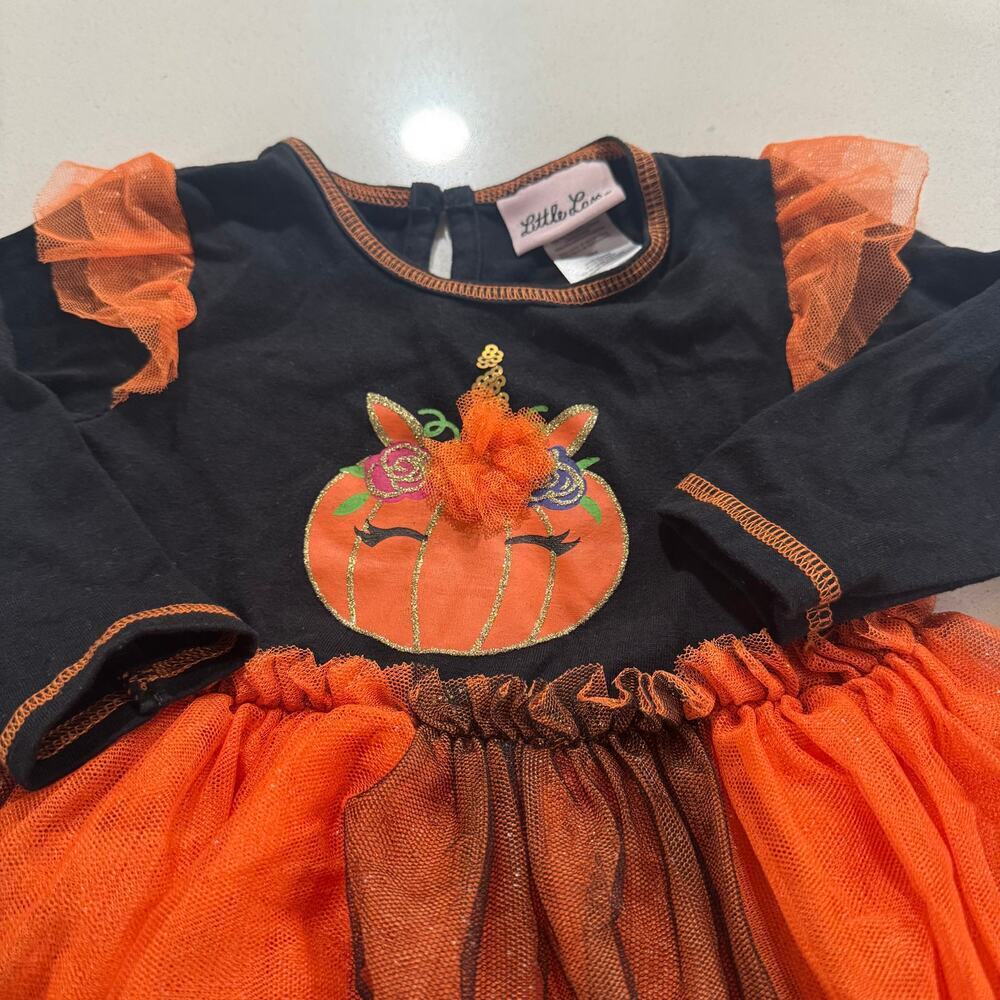 Little Lass 18M Baby Girl Unicorn Pumpkin Tutu Dress - Picture 2 of 5